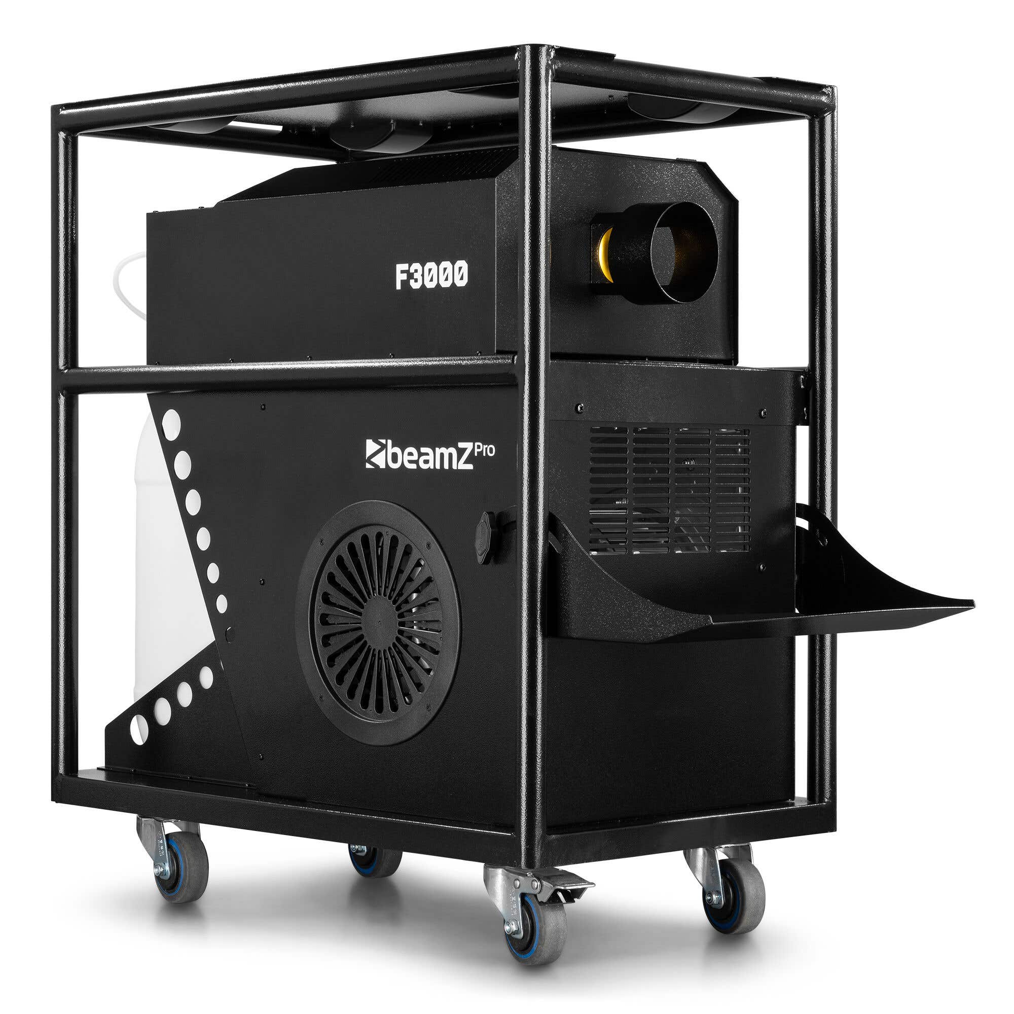 BeamZ Pro F3000 – Máquina de humo hazer profesional 3200W en flightcase con DMX 3/5 pines para eventos y escenarios, color negro