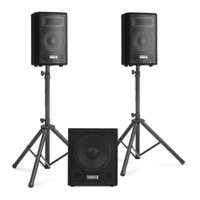 Vonyx VX1015BT – Sistema de sonido 2.1 activo 1000W con Bluetooth, subwoofer 15”, altavoces 10”, USB/SD, soportes y mando, color negro