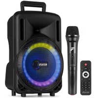 Reacondicionado - Fenton FT08LED MK2 - Altavoz Activo portátil con batería, 8" 300W, Bluetooth y Micrófono UHF
