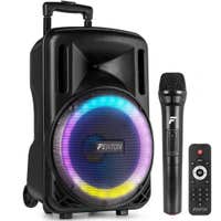 Fenton FT10LED MK2 - Altavoz Activo portátil con batería, 10" 450W, Bluetooth y Micrófono UHF