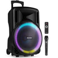 Fenton FT15LED MK2 - Altavoz Activo portátil con batería, 15" 800W, Bluetooth y Micrófono UHF