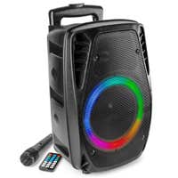 Fenton FT8LED-MK2 – Altavoz portátil Bluetooth 8" 300W con micrófono con cable, USB, MicroSD, batería recargable y LED – Color negro