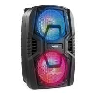 Fenton FT208LED – Altavoz portátil Bluetooth con micrófono, doble woofer 8”, batería recargable, trolley y luces LED 500W Color negro