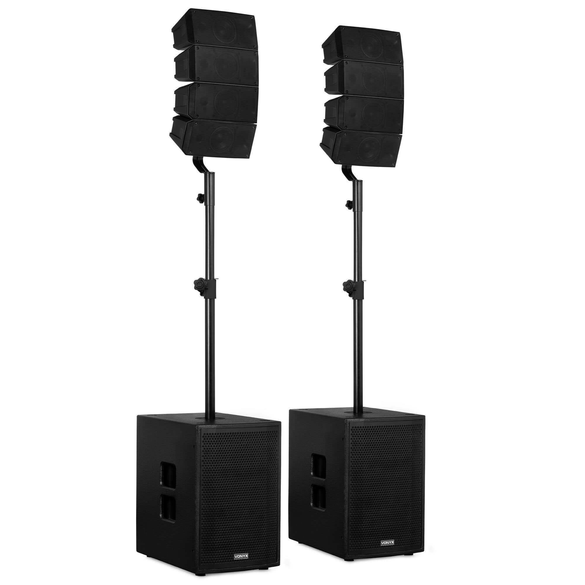 Vonyx VX922 – Sistema PA 2.2 Line Array con doble subwoofer de 12", Bluetooth 5.0 y DSP 1600W