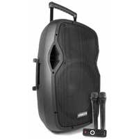 Vonyx AP1500PA Altavoz portátil de 15" con Bluetooth, reproductor MP3, 2 micrófonos de mano y 800W