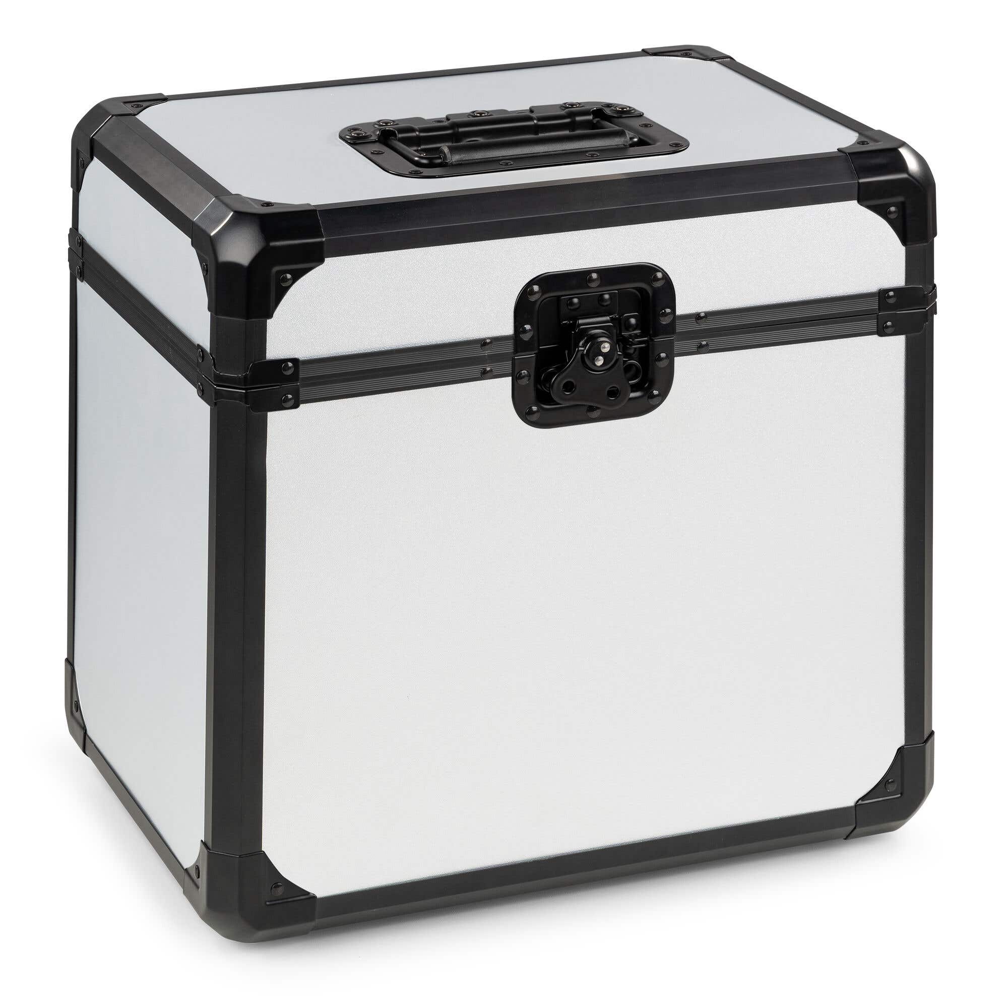 Vonyx RC82 - Maleta para vinilos LP de 12 pulgadas con capacidad para 70 discos, acabado plata