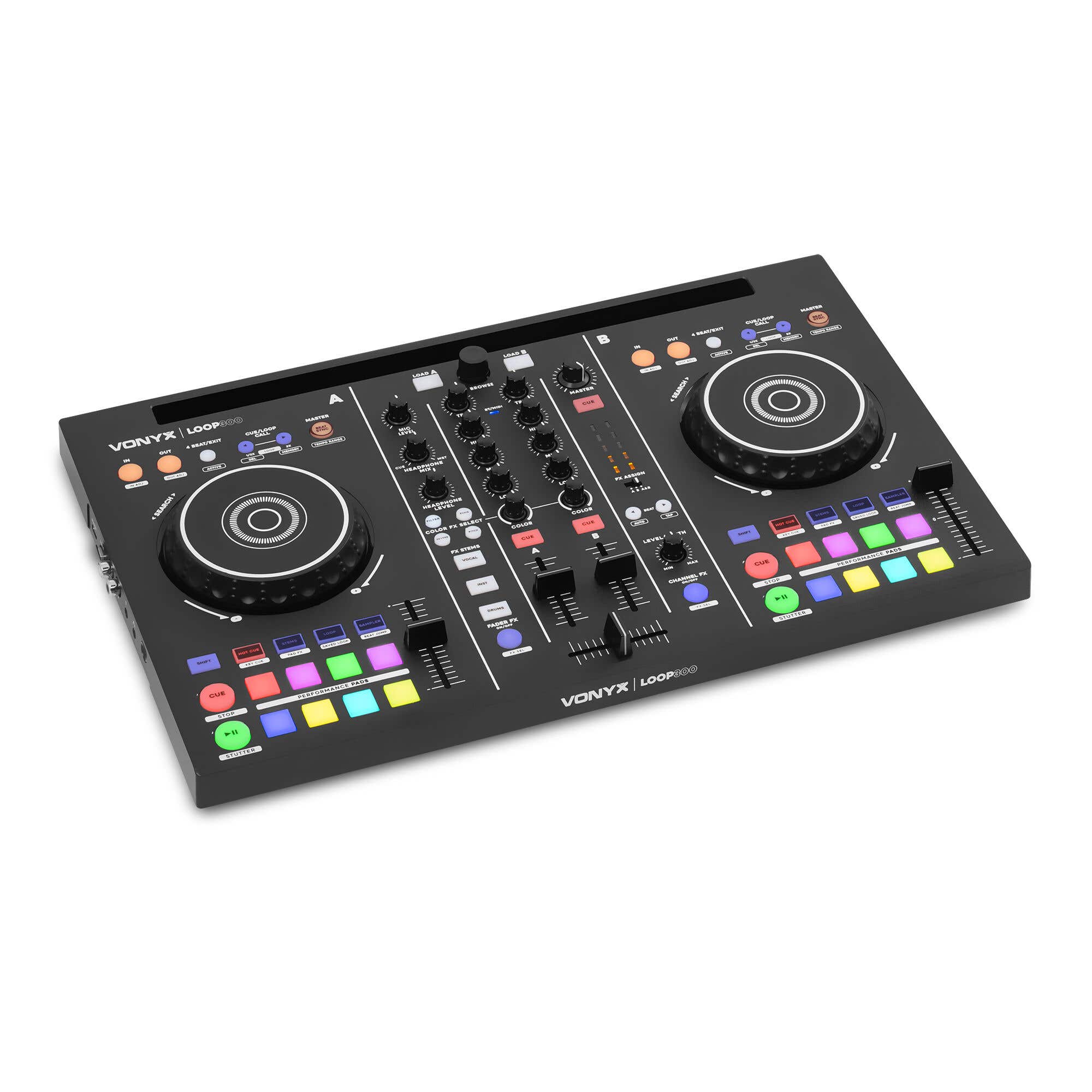 Vonyx Loop300 – Controlador MIDI DJ de 2 canales, 8 pads, Efectos, salida RCA
