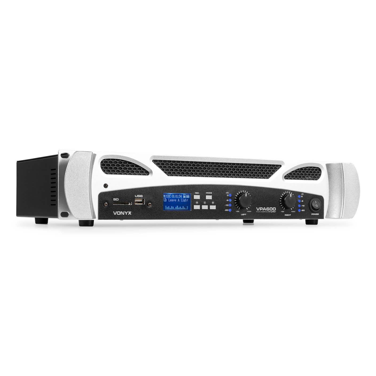 Vonyx VPA600 PA Amplifier 2x 300W Reproductor multimedia con BT