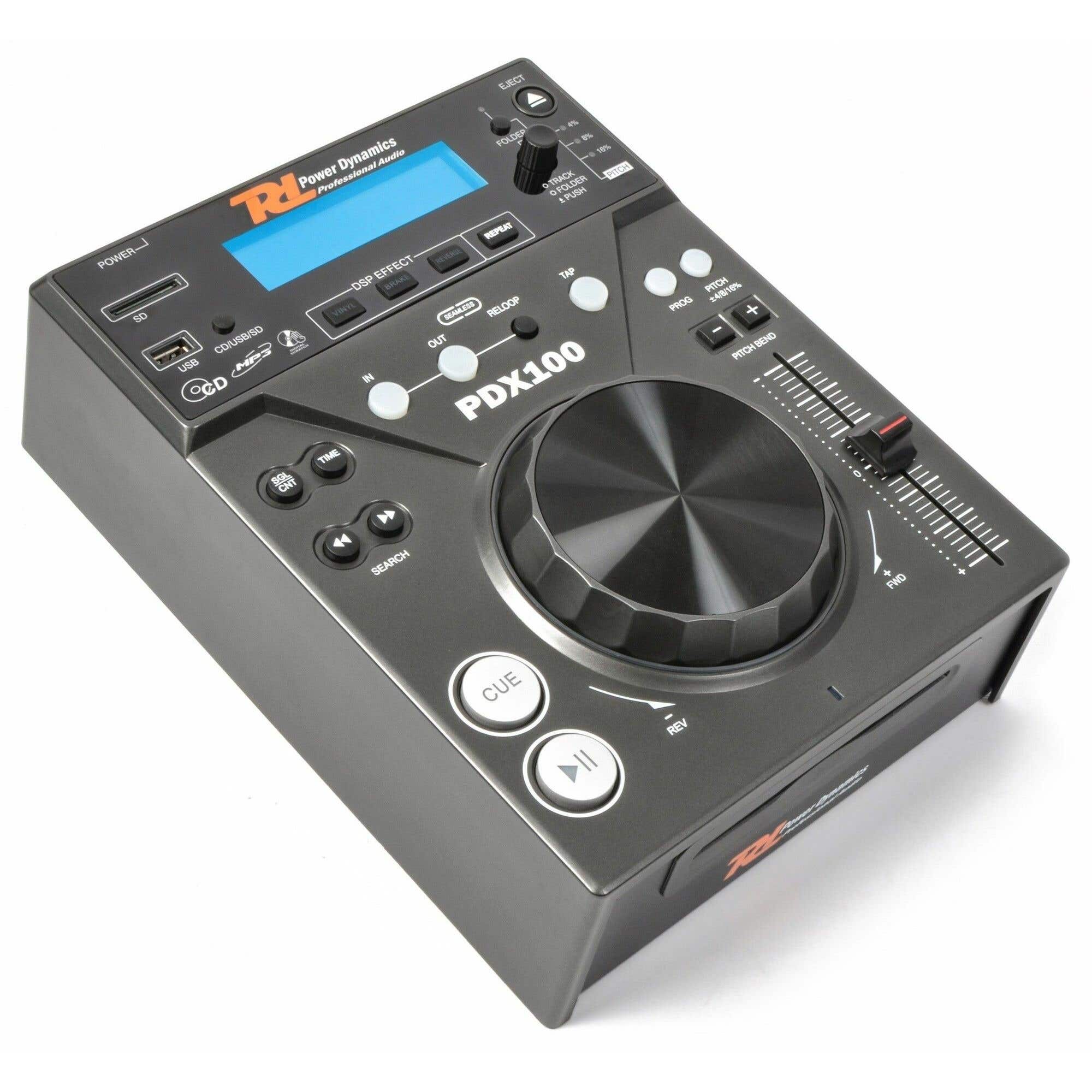 Power Dynamics PDX100 Reproductor Single Carga Superior CD/SD/USB/MP3
