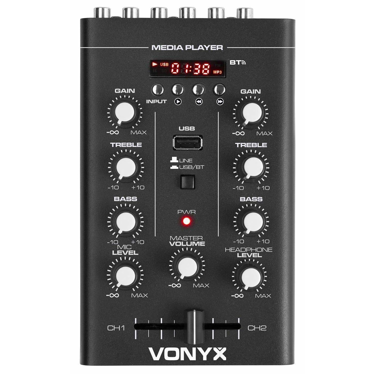 Reacondicionado - Vonyx STM500BT Mezclador 2 canales, BT, MP3, Display