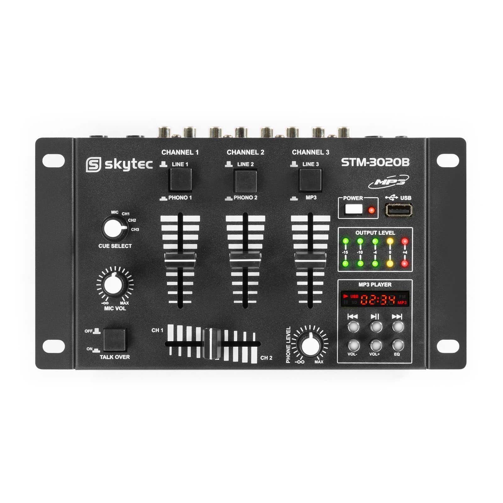 Reacondicionado - Skytec STM-3020B Mezclador de 6 canales con USB/MP3 - Negro