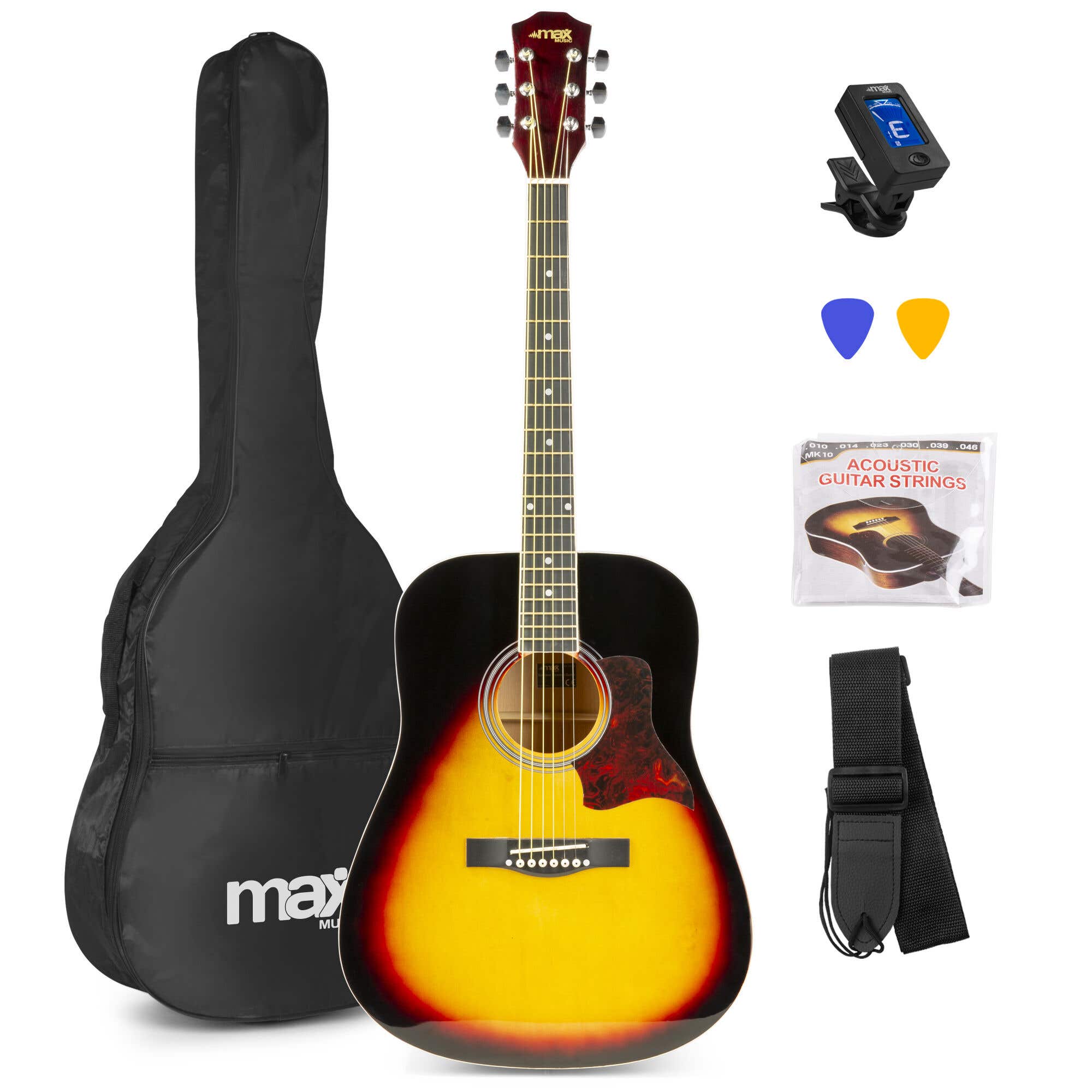 Reacondicionado - Max SoloJam Conjunto Guitarra Acústica Sunburst