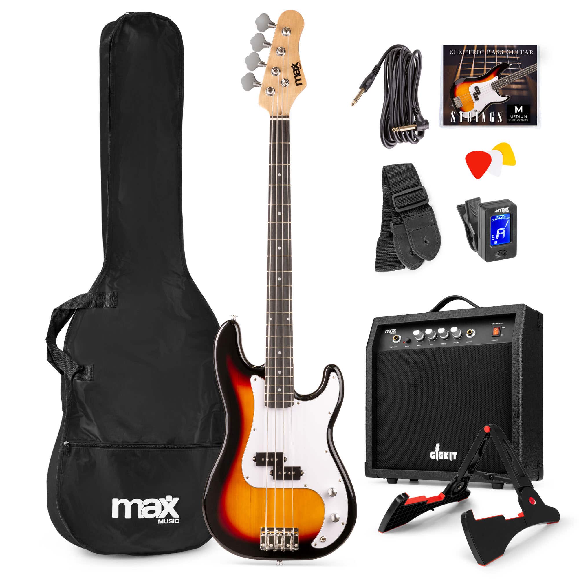 Max GigKit Bass Conjunto Bajo eléctrico Con Accesorios Color Sunburst