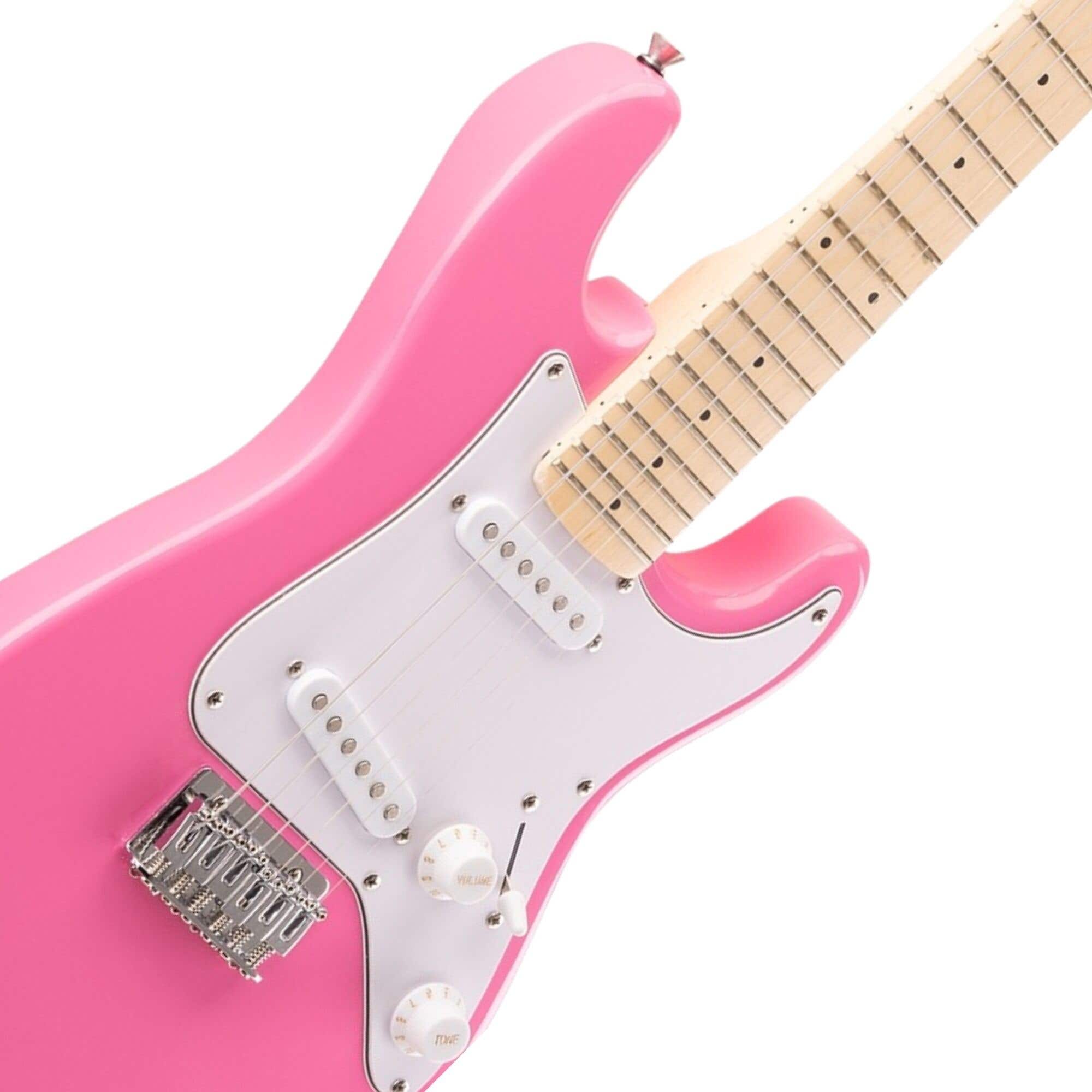 MAX GigKit Junior 1/4 – Guitarra eléctrica infantil con amplificador y accesorios – color rosa