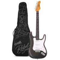 MAX Rebel ST - Guitarra eléctrica tipo ST, mástil de arce, 22 trastes y funda, color negro metalizado
