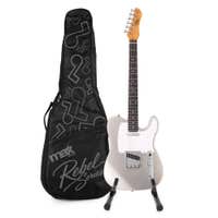 MAX Rebel TE - Guitarra eléctrica tipo TE, mástil de arce, funda y soporte, color gris metalizado