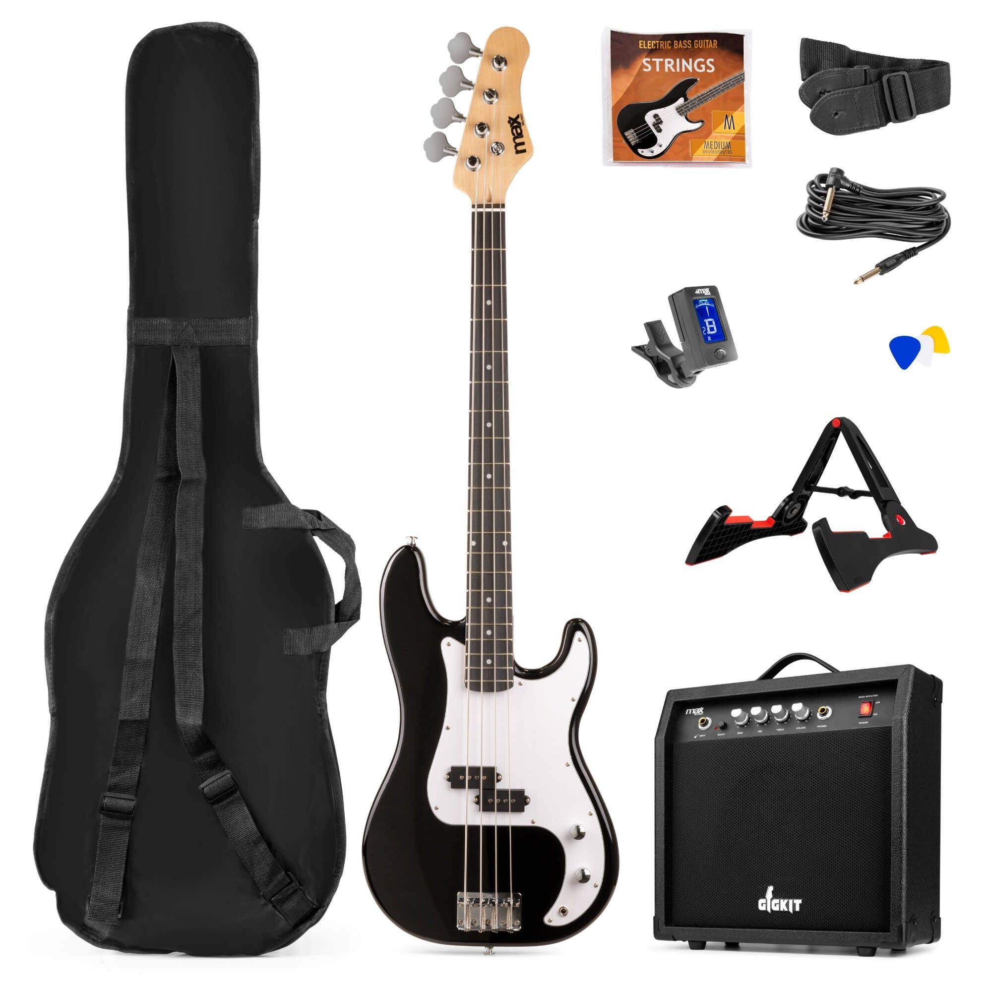 Reacondicionado - Max GigKit Bass Conjunto Bajo eléctrico Con Accesorios Color Negro