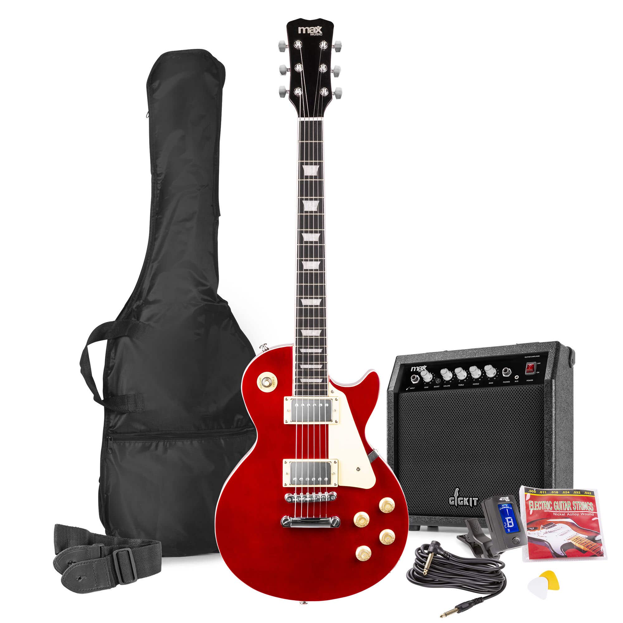 Reacondicionado - Max Gigkit LP - Guitarra eléctrica Pack completo con amplificador de 40 W y accesorios - Rojo Oscuro