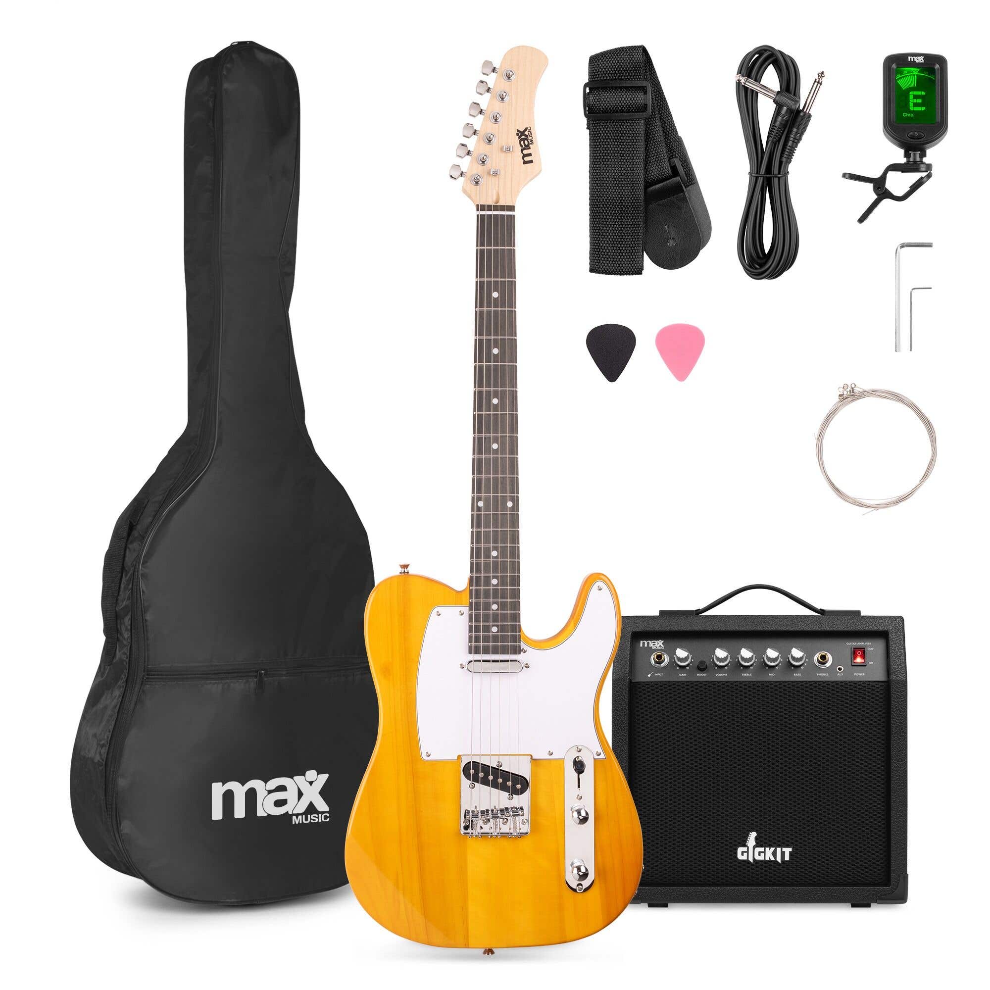 MAX GigKit serie T - Guitarra eléctrica, amplificador 40 W, afinador y funda, color butterscotch blonde