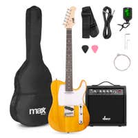 MAX GigKit serie T - Guitarra eléctrica, amplificador 40 W, afinador y funda, color butterscotch blonde
