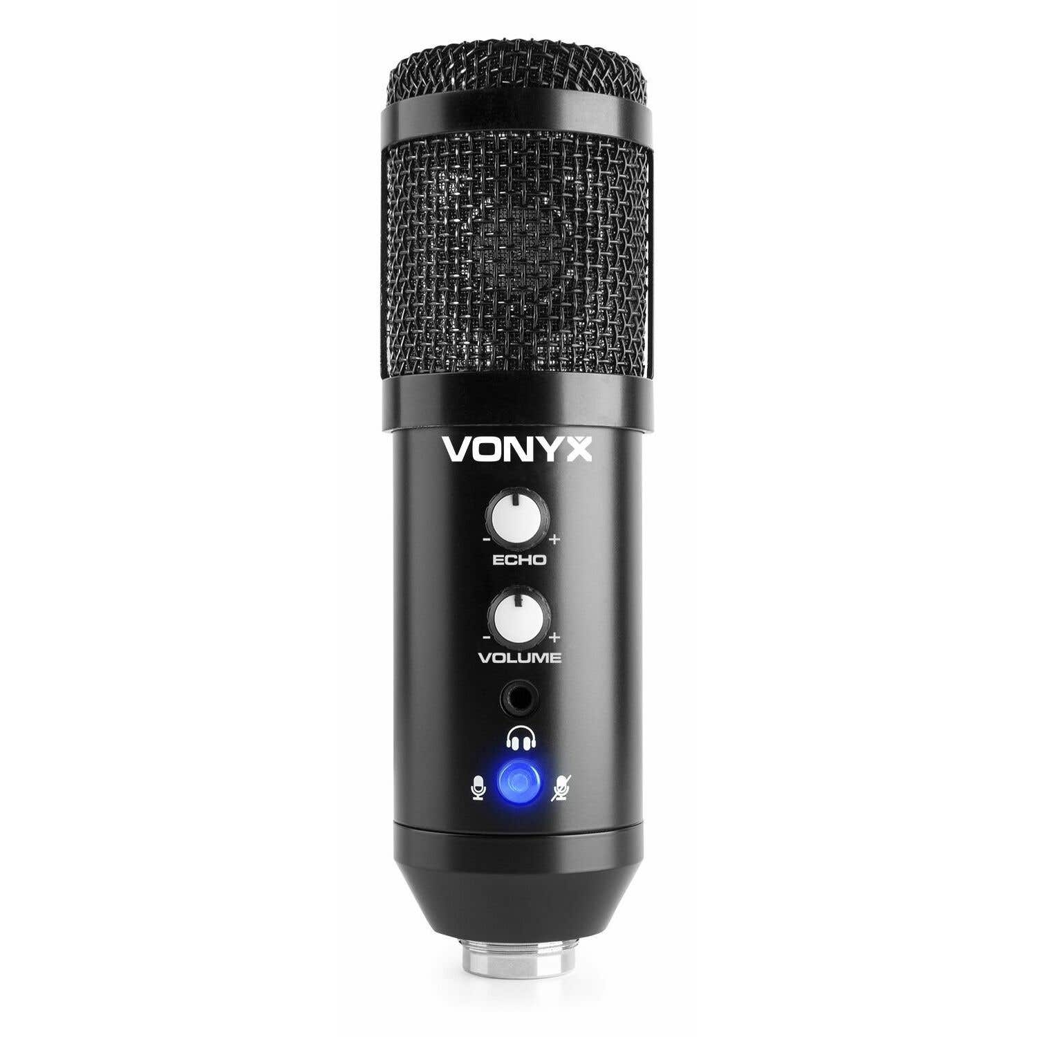 Vonyx CM320B Micrófono estudio USB Negro con Echo