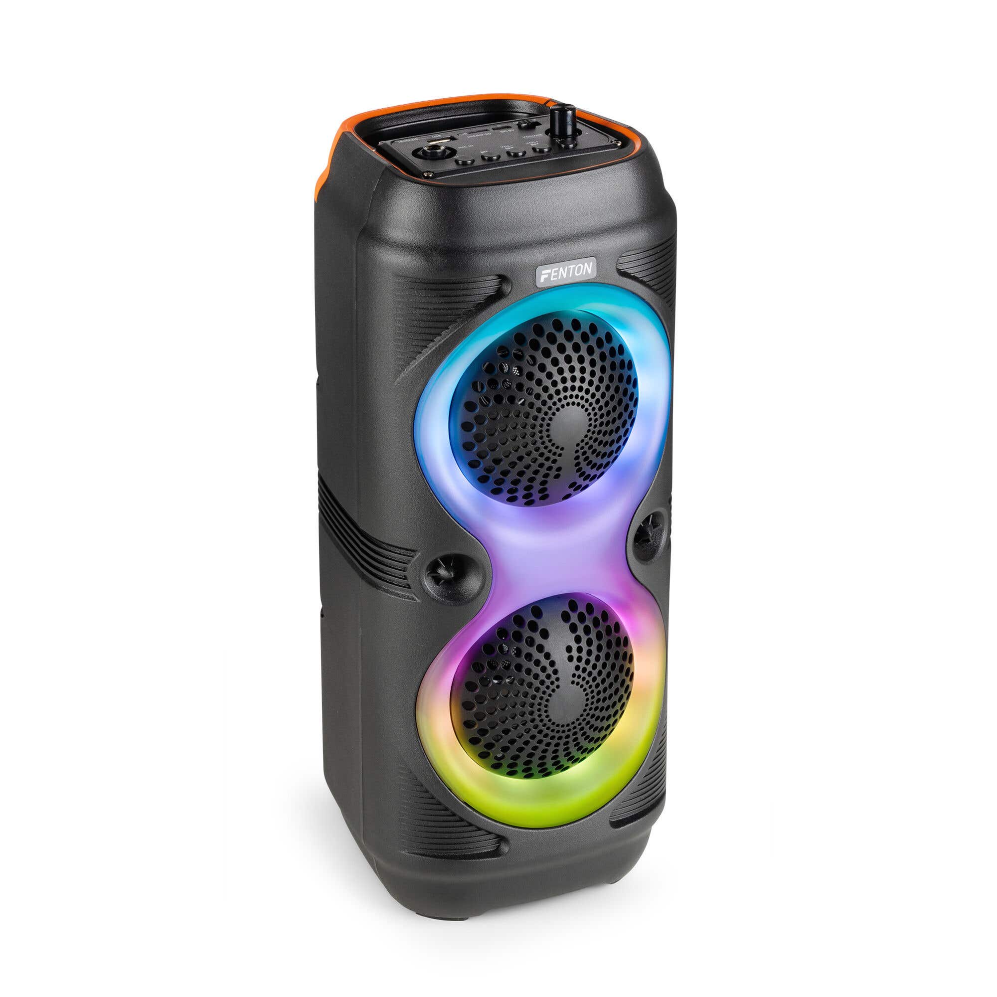 Reacondicionado - Altavoz Bluetooth Fenton Track210 - Altavoz portátil con LED y batería recargable - 100W