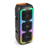 Fenton Track310 – Altavoz bluetooth portátil 120W con micrófono con cable, batería y luces LED, color negro