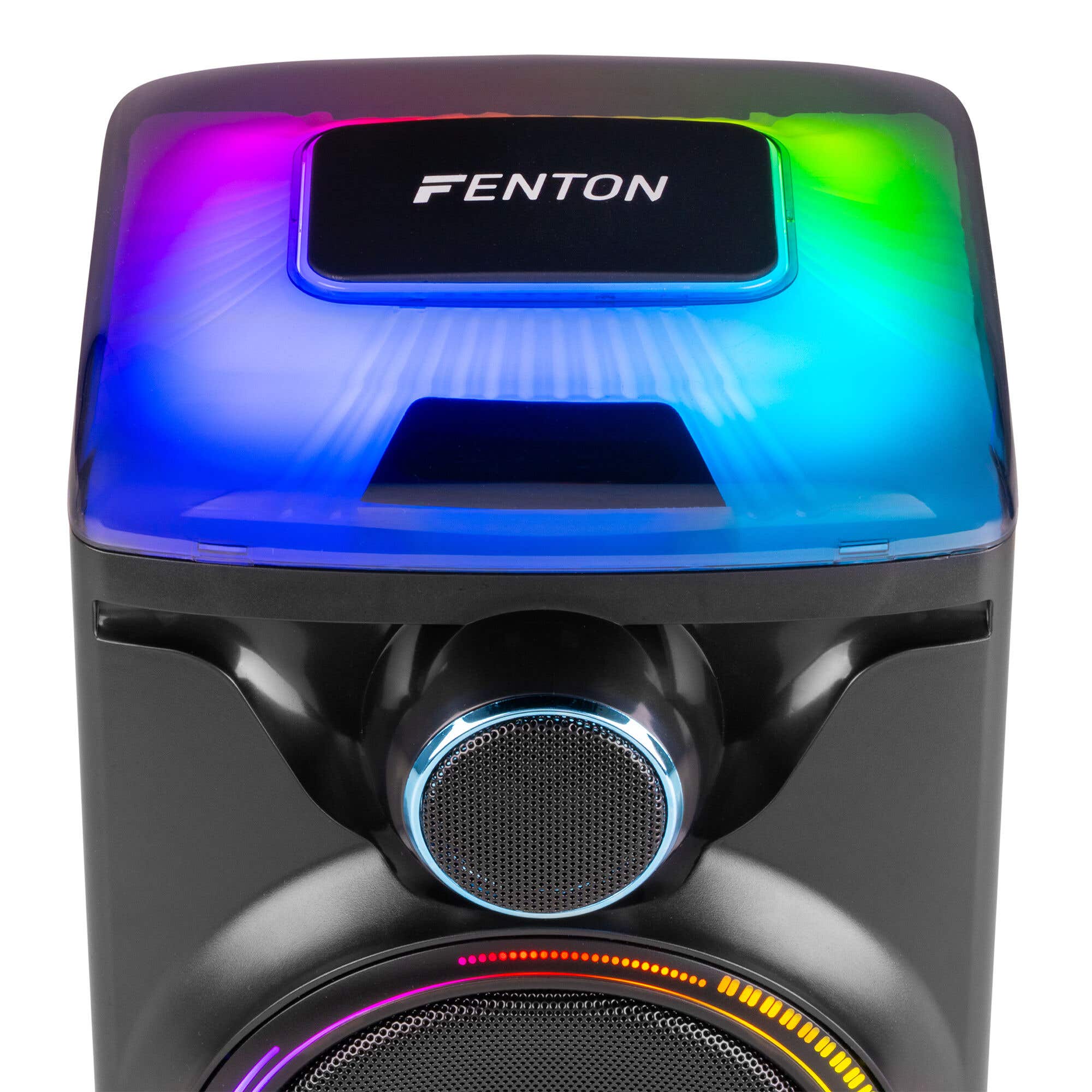 Fenton Track 2.0 – Altavoces bluetooth con microfono karaoke 120W con USB, LED y control de sonido, color negro