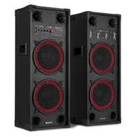 Fenton SPK-210 – Altavoces activos PA con doble woofer de 10” Bluetooth, MP3 y sonido potente para fiestas y karaoke