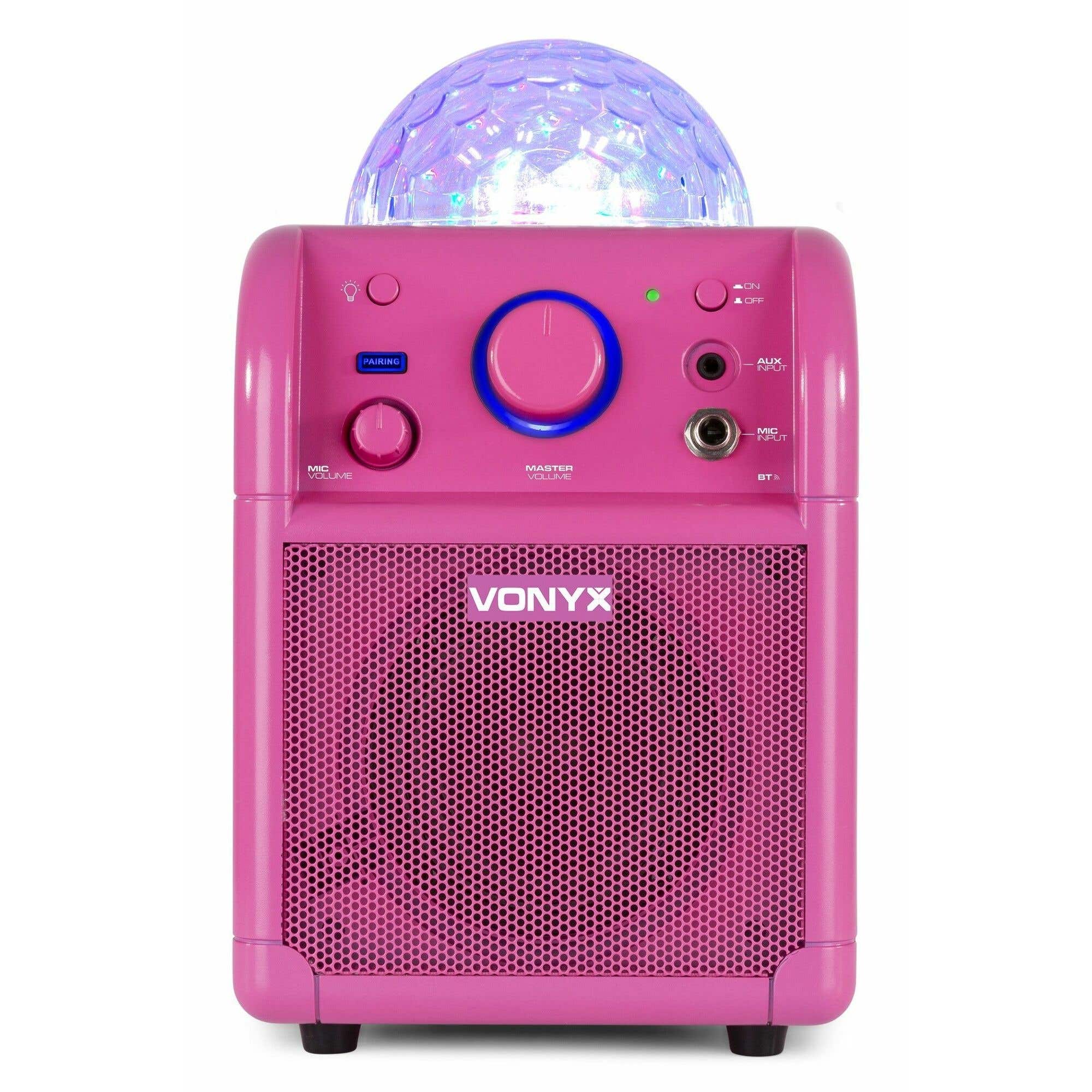 Vonyx SBS50P BT Bafle Karaoke rosa con bola LED