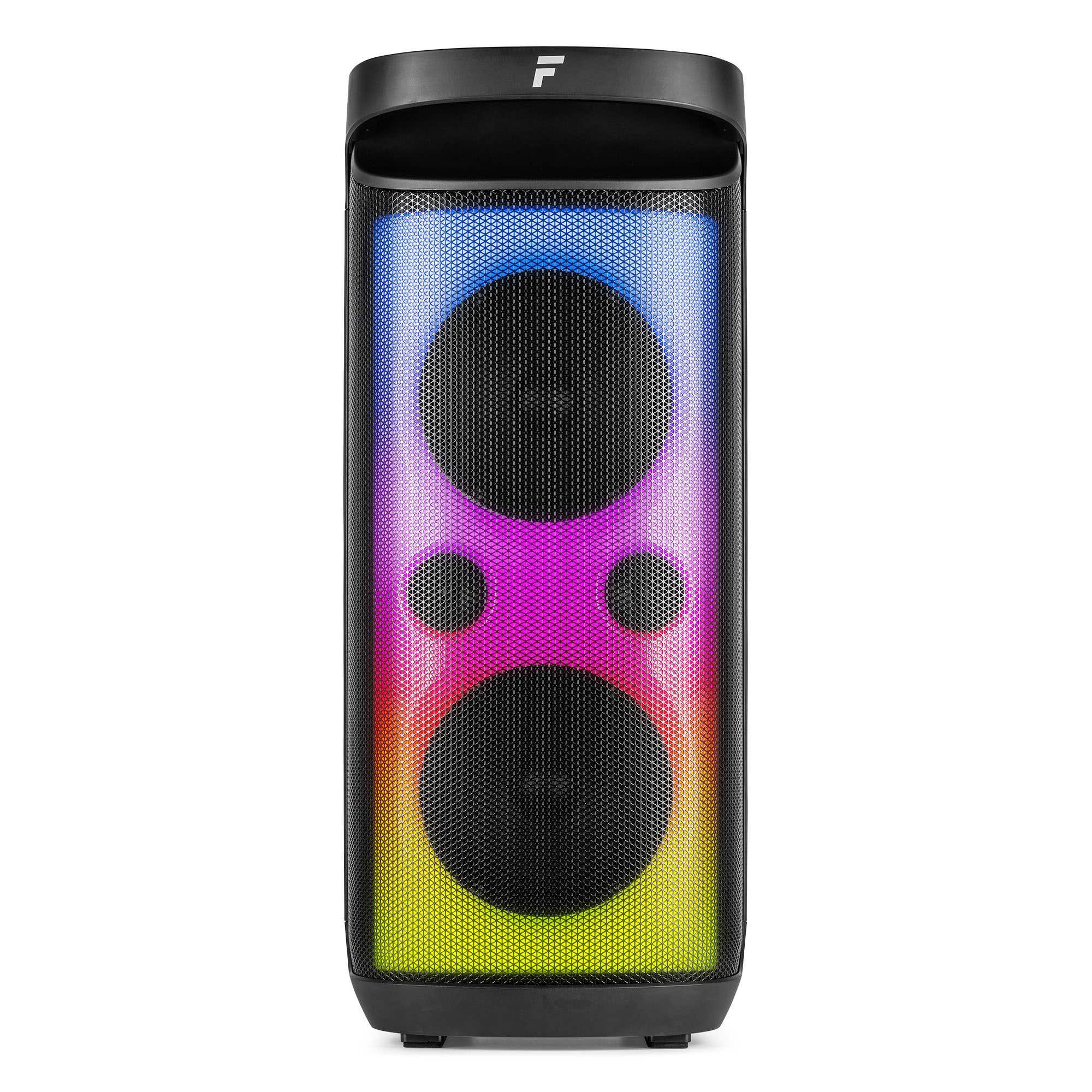 Fenton Pulse160 – Altavoz bluetooth portátil de 320W con micrófono, batería, LED e IPX4 resistente al agua Color negro