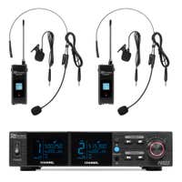 Power Dynamics PD522B - Conjunto de micrófono inalámbrico UHF con 2 micrófonos de bolsillo