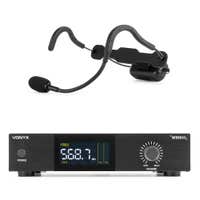 Vonyx WSH20 - Micrófono de diadema inalámbrico UHF con receptor rack 19", 16 canales y 80 m