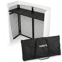 Vonyx DBC105 – Cabina DJ plegable de aluminio, anchura de 1m con lycras ignífugas negras y blancas, bolsa de transporte incluida, 25 kg