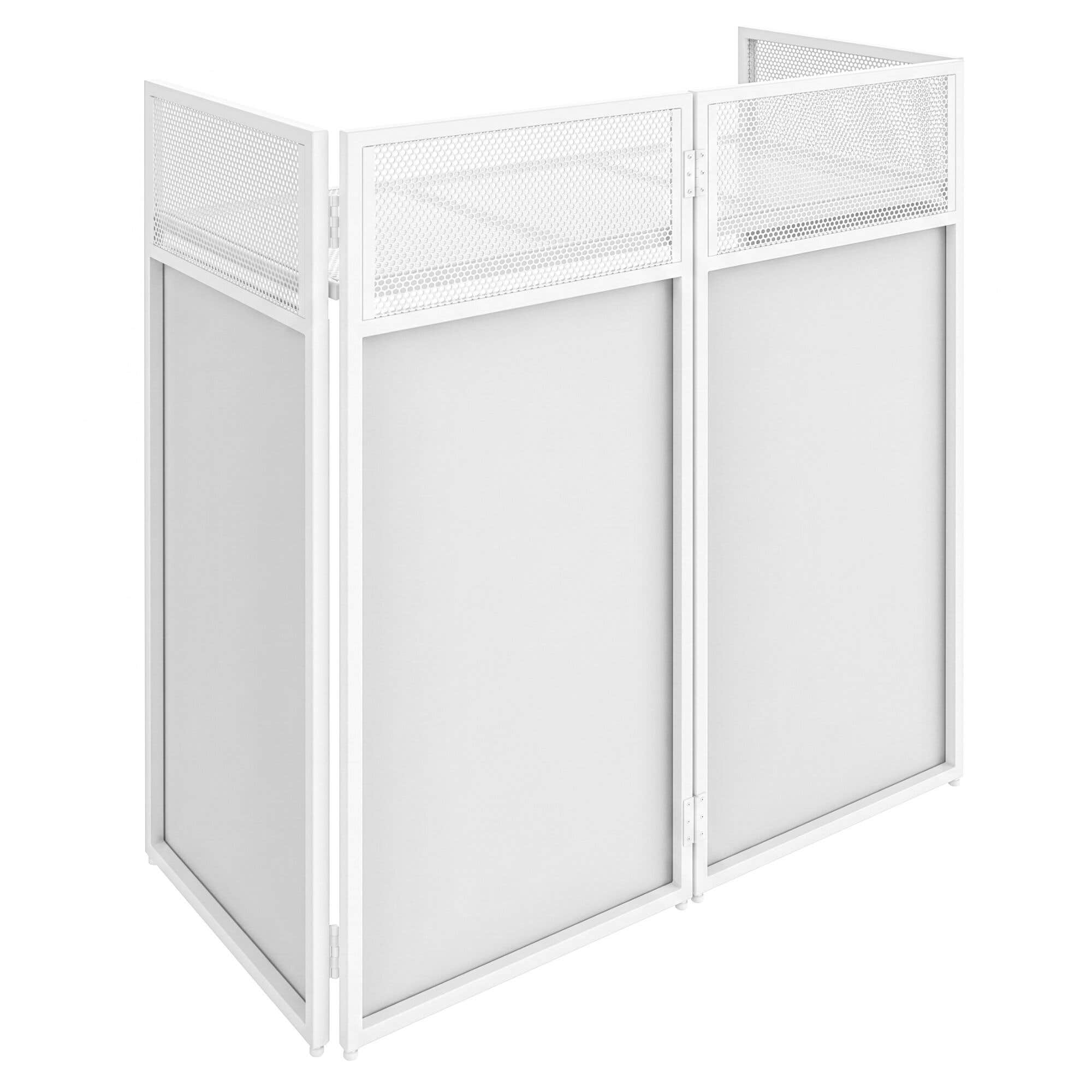 Vonyx DB4W - Cabina DJ Plegable Blanca con Licra, Bolsa de Transporte y Mesa de 1 Metro