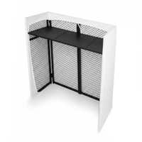 Vonyx DBC105 – Cabina DJ plegable de aluminio, anchura de 1m con lycras ignífugas negras y blancas, bolsa de transporte incluida, 25 kg