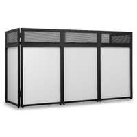 Vonyx DBA200 – Cabina DJ plegable 2 m con lycras ignífugas blancas y negras, bolsa de transporte profesional