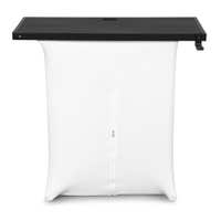Vonyx DBE100 – Cabina DJ plegable de 1 metro con altura regulable, 2 lycras (blanco y negro) y bolsa de transporte