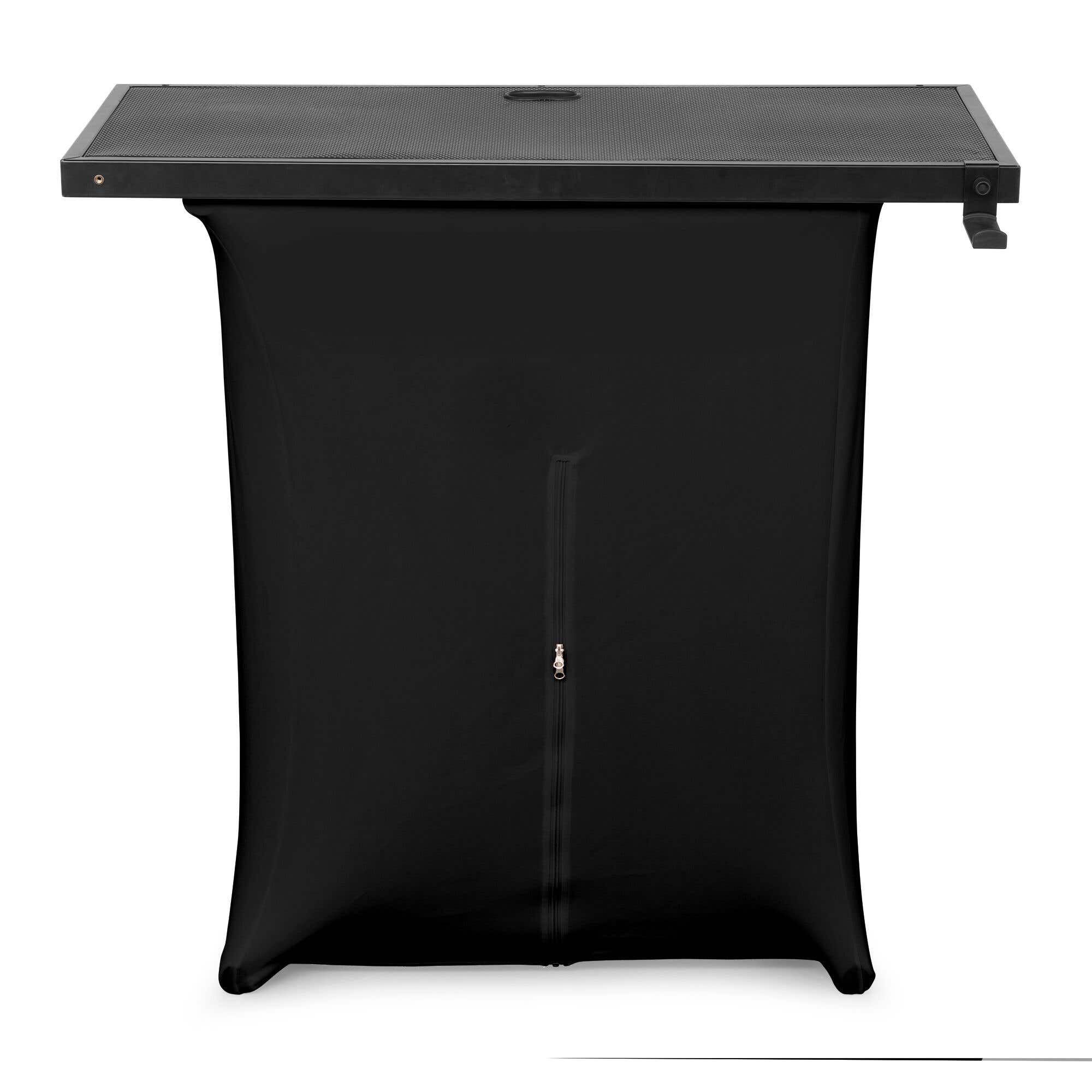 Vonyx DBE100 – Cabina DJ plegable de 1 metro con altura regulable, 2 lycras (blanco y negro) y bolsa de transporte