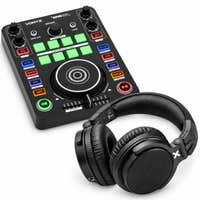 Vonyx Spin100 + HDX50BK - Pack controladora DJ de 2 canales con Virtual DJ LE y auriculares DJ