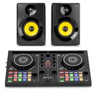 Vonyx Loop200 + SMN40B - Pack controladora DJ con EQ de 3 bandas, monitores de estudio 100W y cable