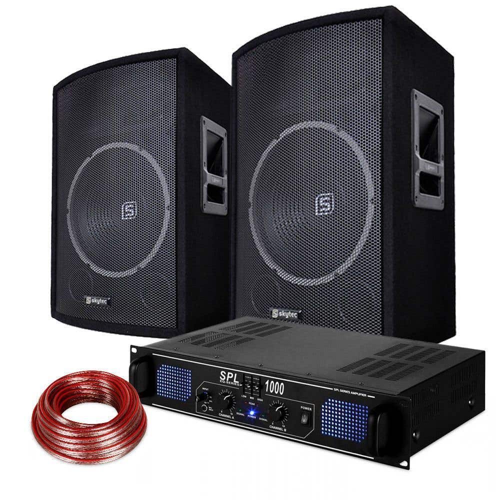 SkyTec DJ combinación de altavoz y amplificador 1000W