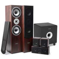 Conjunto de altavoces envolventes Fenton 5.1 para cine en casa en nogal de 1300 W con subwoofer de 8"