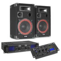SkyTec Pack completo de DJ 700 W con Bluetooth, USB, mezclador y altavoces MAX