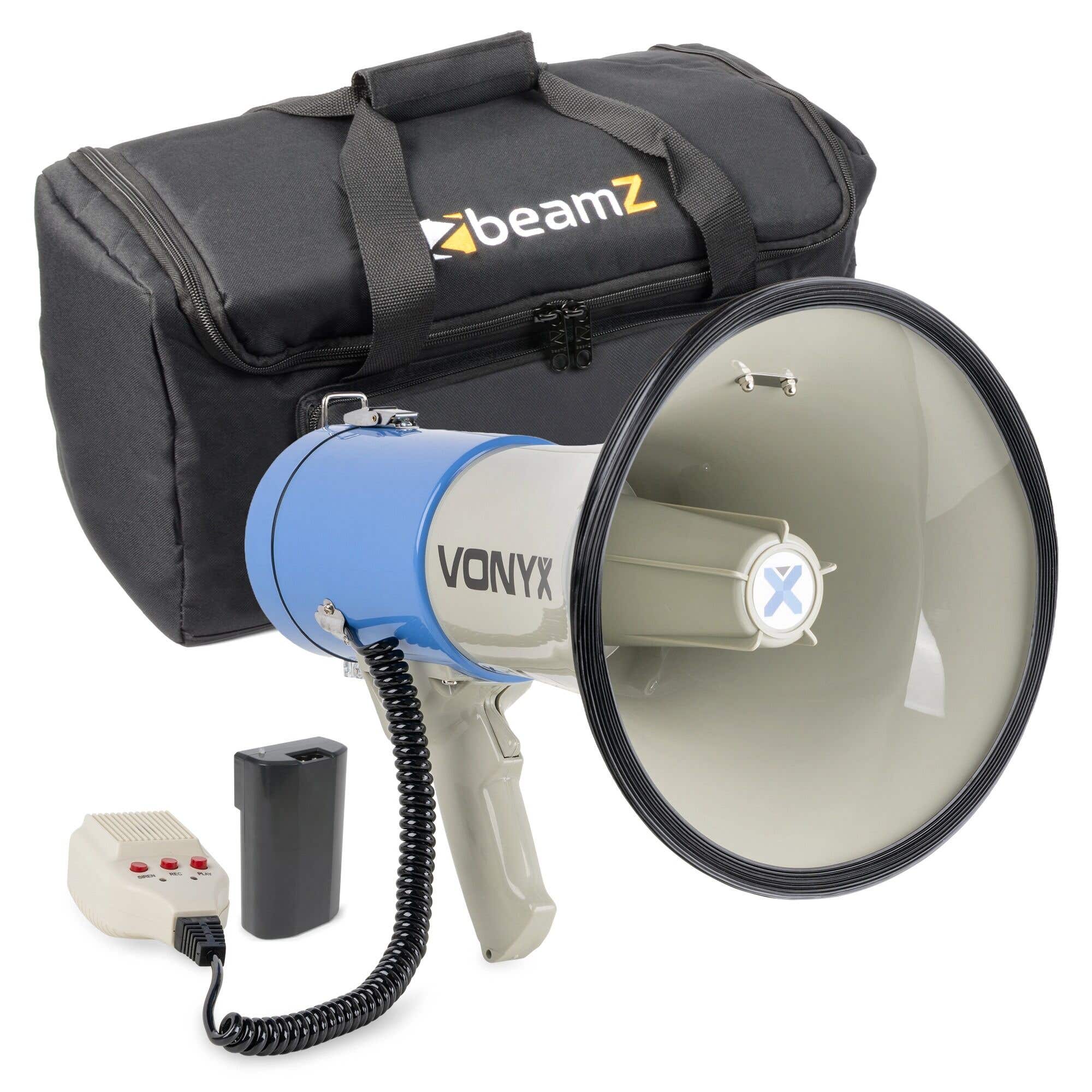 Vonyx MEG060 Megáfono de 60 W con sirena, bolsa y batería recargable