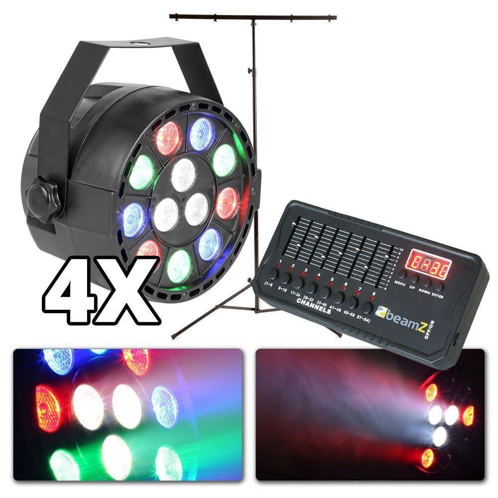 Conjunto de luces MAX PartyPar con soporte, controlador DMX y cables