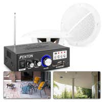 Fenton TS05 Conjunto de altavoces impermeables para exteriores con amplificador, Bluetooth 5 pulgadas