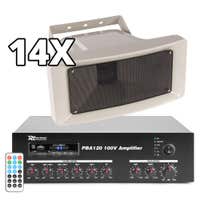 Power Dynamics Sistema de sonido de 100 V con 14 altavoces