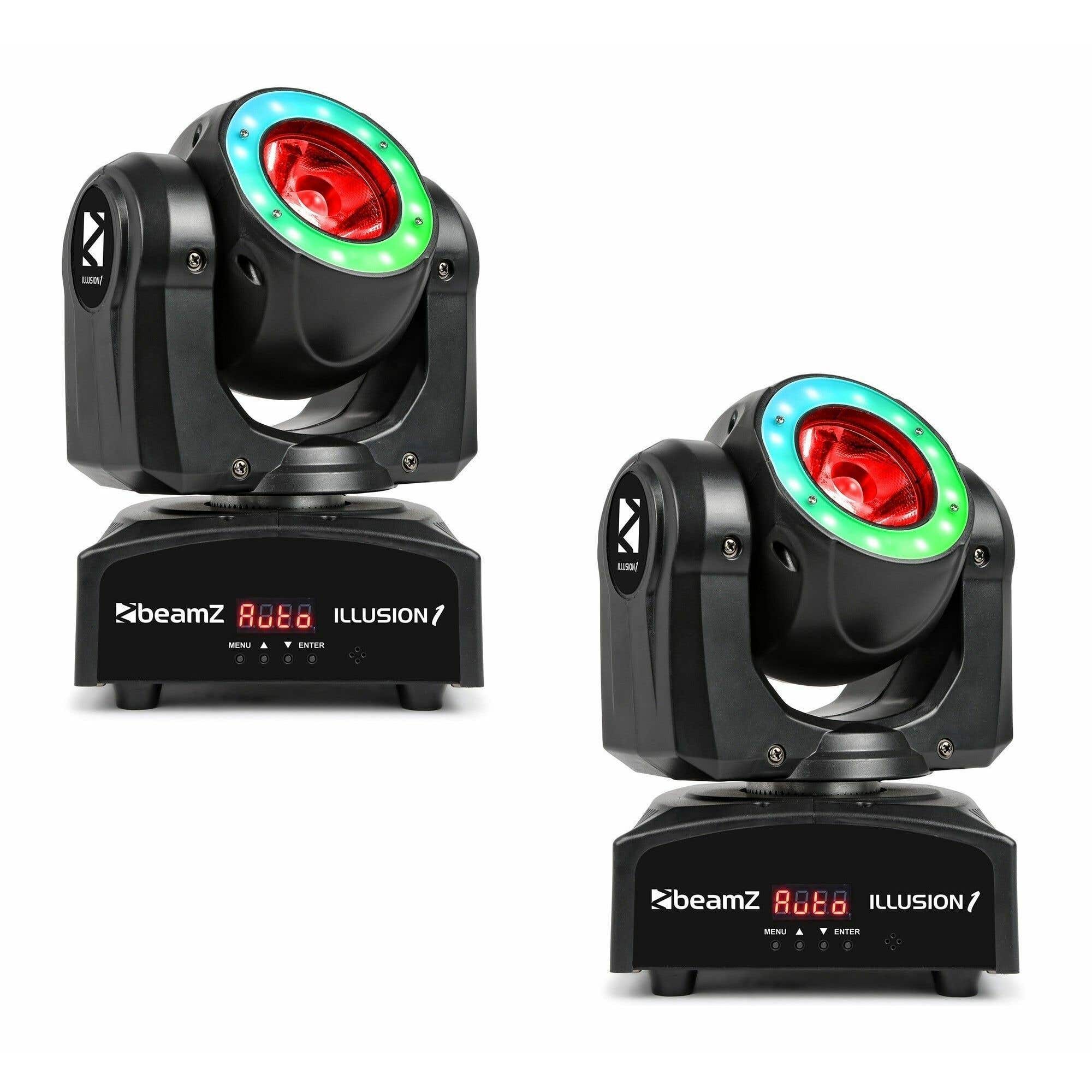Juego de 2 cabezas móviles BeamZ Illusion I + cable DMX de 6 metros