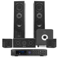 Fenton - Conjunto completo de sonido envolvente para cine en casa 5.1 - Bluetooth - Subwoofer de 10'' - Negro